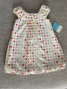 Anavini Polka Dot Dress - White with Red, Yellow, White, Pink & Mint Dots - 18 M